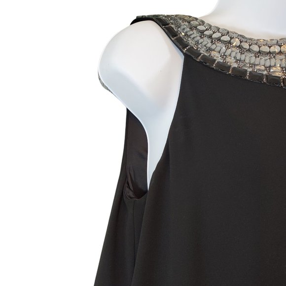 VINCE CAMUTO Embellished Neck Chiffon Hi Low Dress   Size 6 - Picture 5 of 12